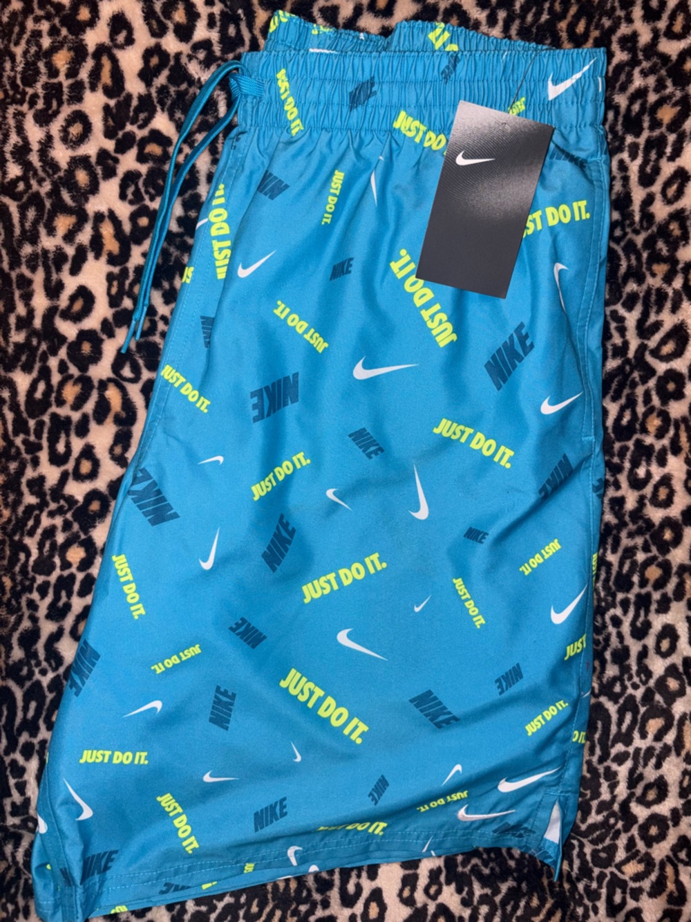 Nike Teal Blue Athletic Shorts with Neon Accent